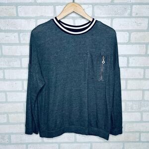 Crewneck Sweatshirt Dark Gray with Chest Pocket
